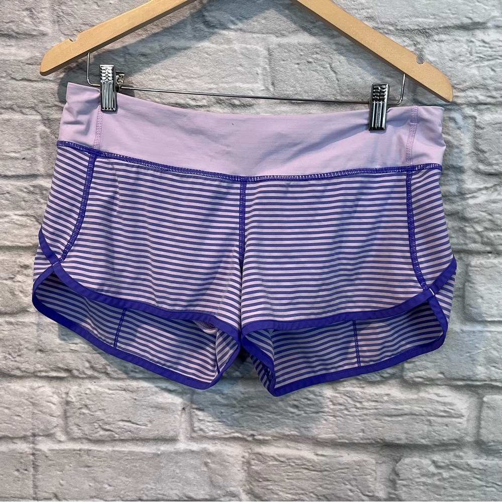 RARE sz 8 Lululemon Speed Short Classic Stripe Iris Flower Pretty Purple Run - Picture 2 of 12
